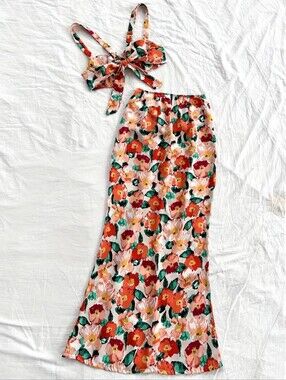 Bright Floral Two Piece Beach Set